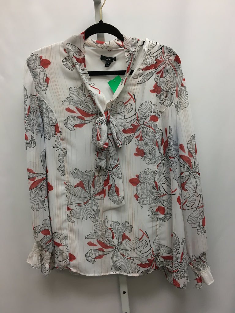 Alfani Size XL White Floral Long Sleeve Top