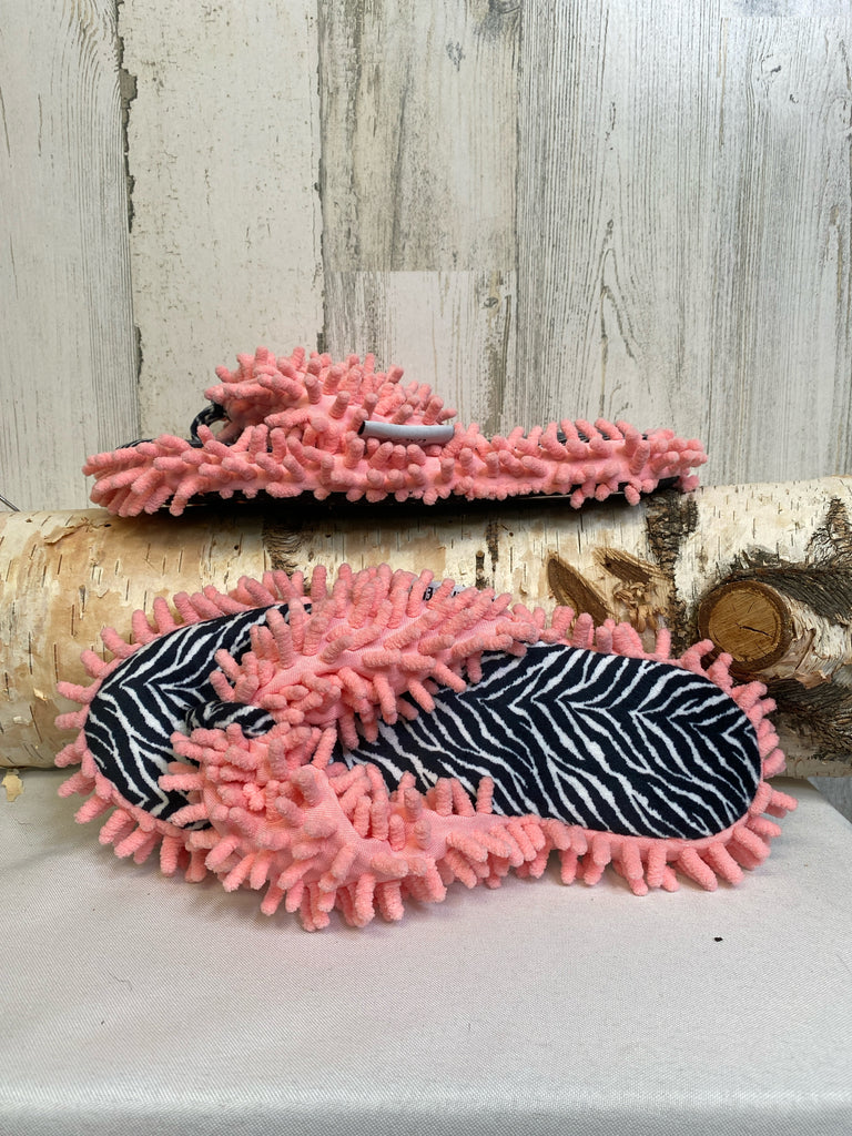 Two Left Feet Size L Zebra Print Slippers