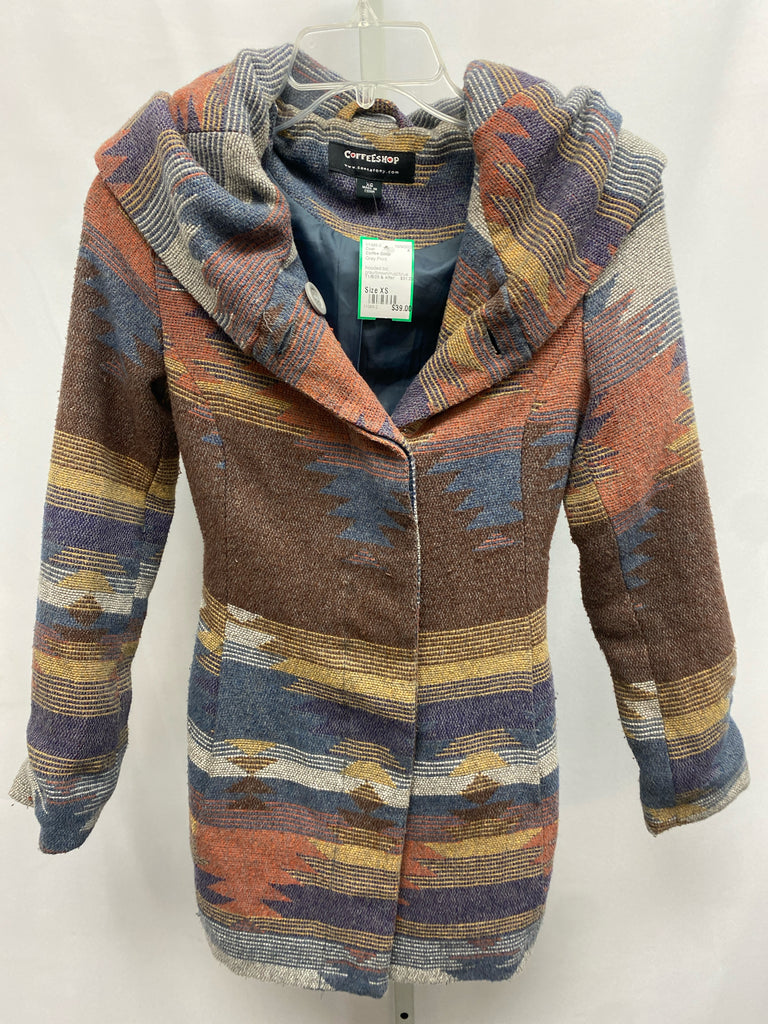 Coffee Shop Size XS Gray Print Coat