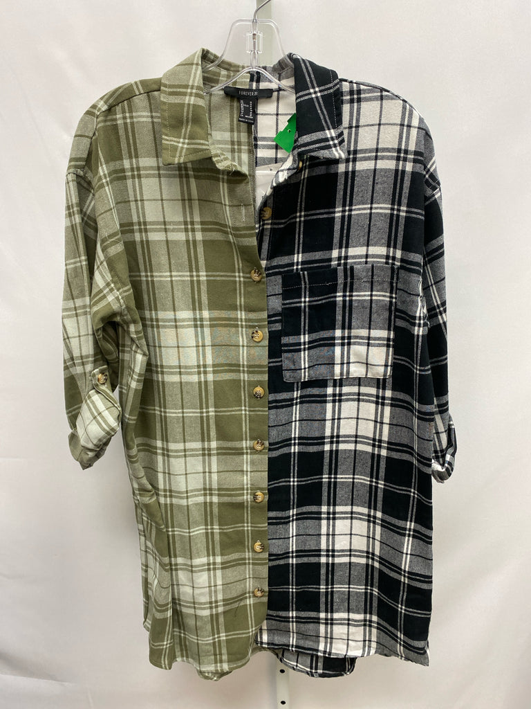 Forever Size Medium Black Plaid Tunic