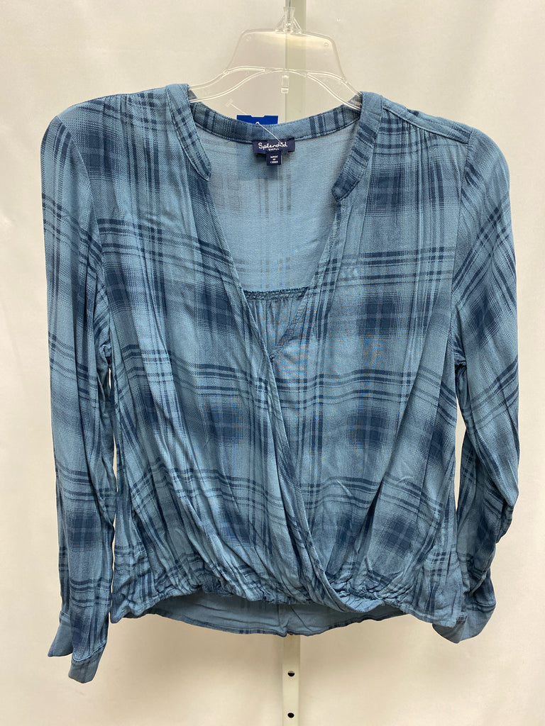 Splendid Size Small Blue Plaid Long Sleeve Top