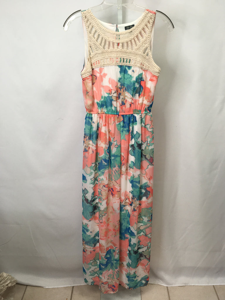 Lily Rose Size XS White Floral Maxi Dress