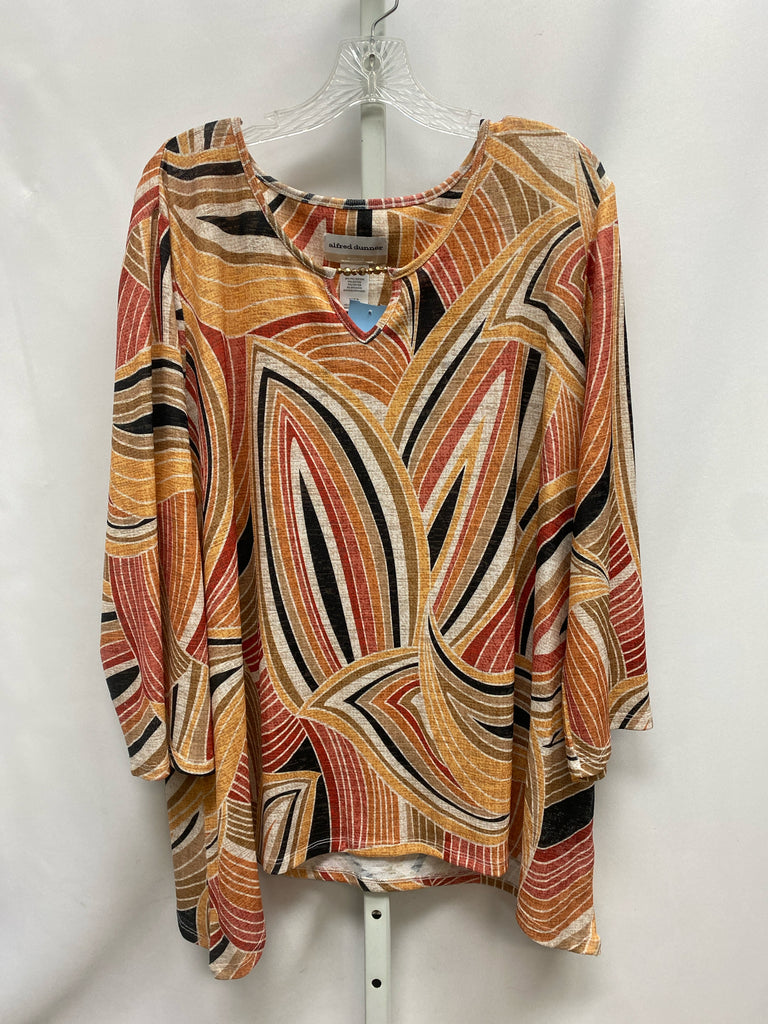 Alfred Dunner Size 2X Tan Print Long Sleeve Top