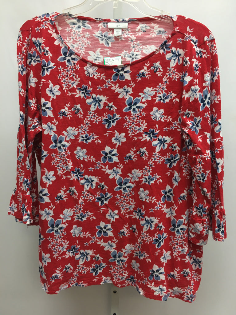 J.Jill Size MP Red Floral 3/4 Sleeve Top