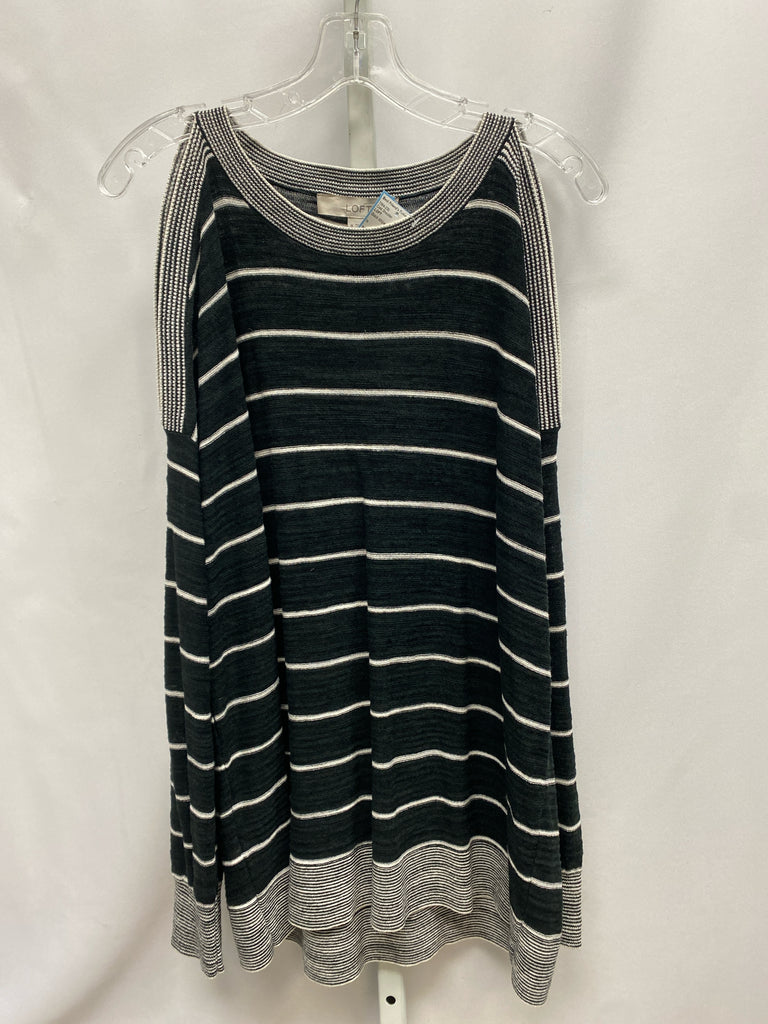 LOFT Size Medium Black stripe Cold Shoulder