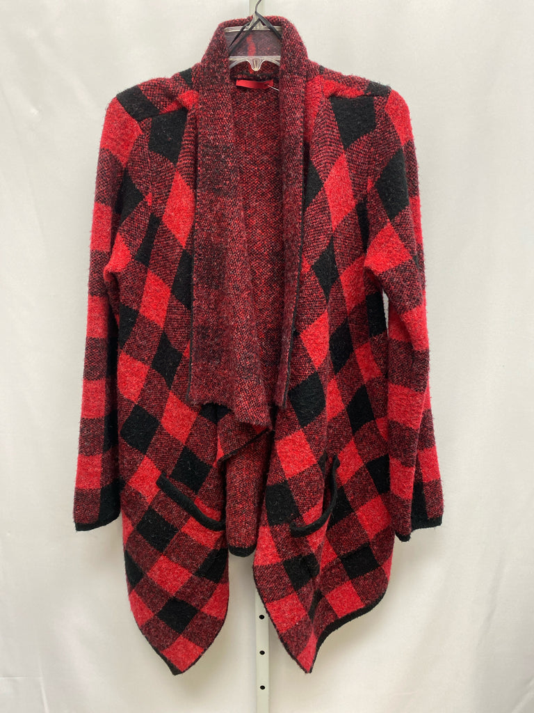 Red Size Large Red Plaid Cardigan