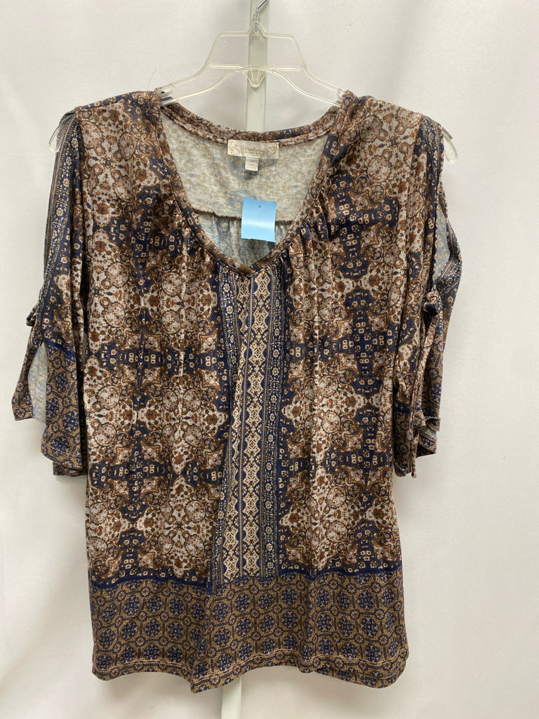 Suzanne Betro Size 3X Brown Paisley Cold Shoulder