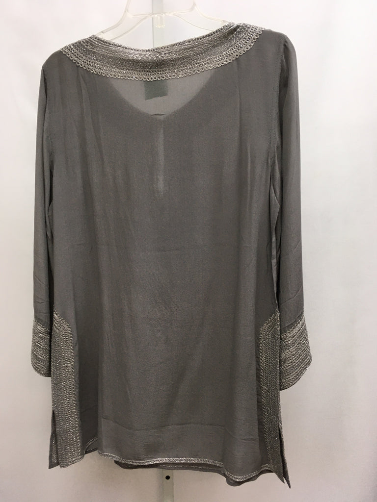 Calypso Size Large Gray Long Sleeve Top