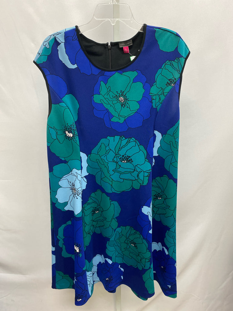 Vince Camuto Size XL Blue Floral Sleeveless Dress