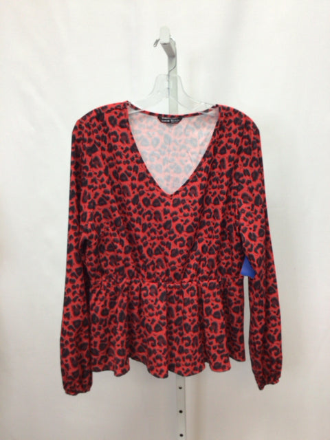 Shein Size XL Red/Black Long Sleeve Top