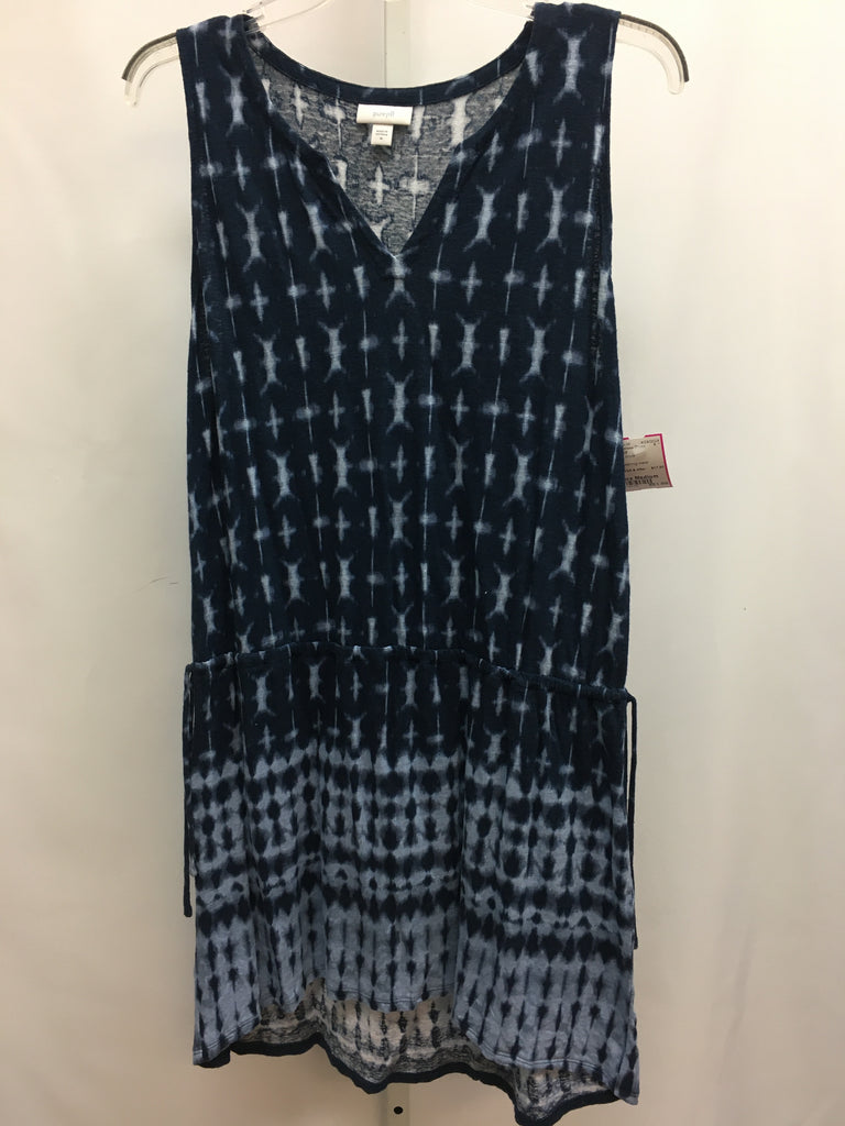 purejill Size Medium Blue Print Sleeveless Dress