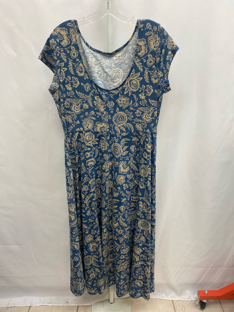Size Large Chaps Blue/Tan Long Sleeve Dress