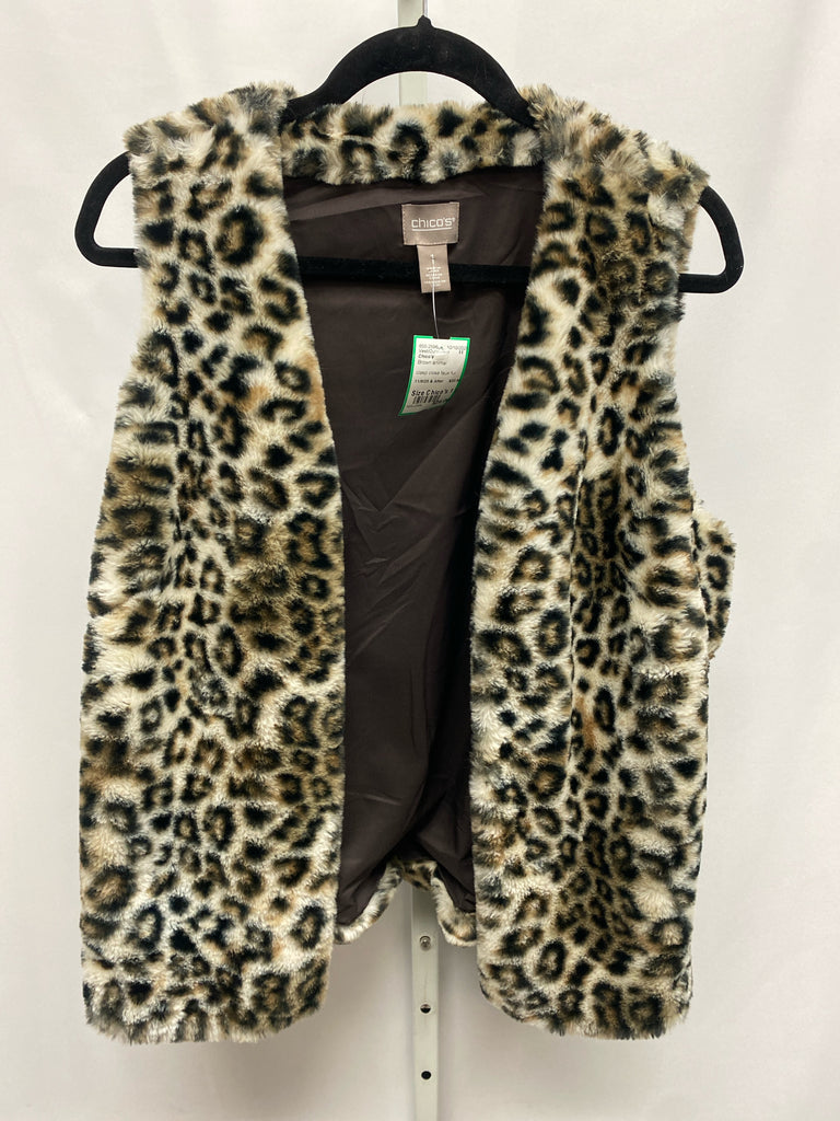 Chico's Size Chico's 1 (Medium) Brown animal Vest/Outerwear