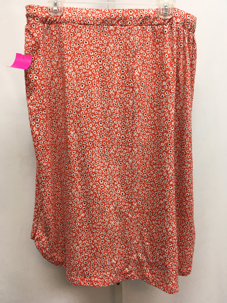 Tickled Teal Size 1X Orange floral Skirt