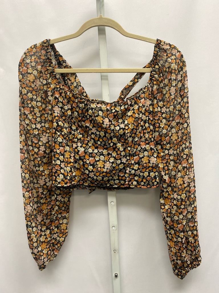 Altar'd State Black Floral Junior Top