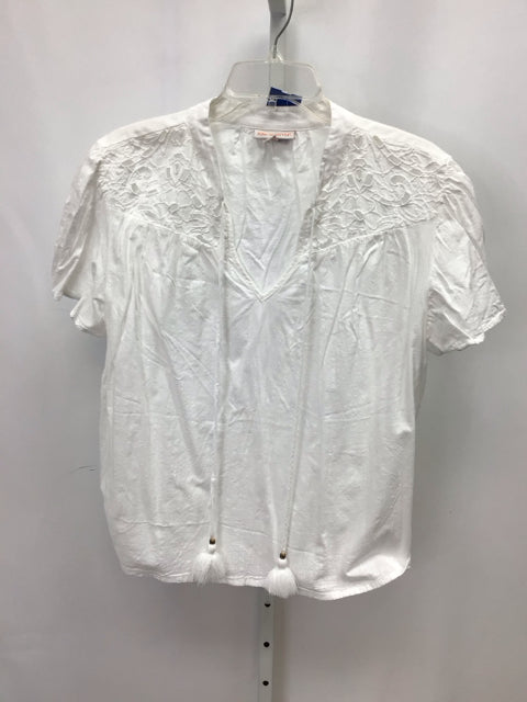 KNOX ROSE Size XL White Short Sleeve Top