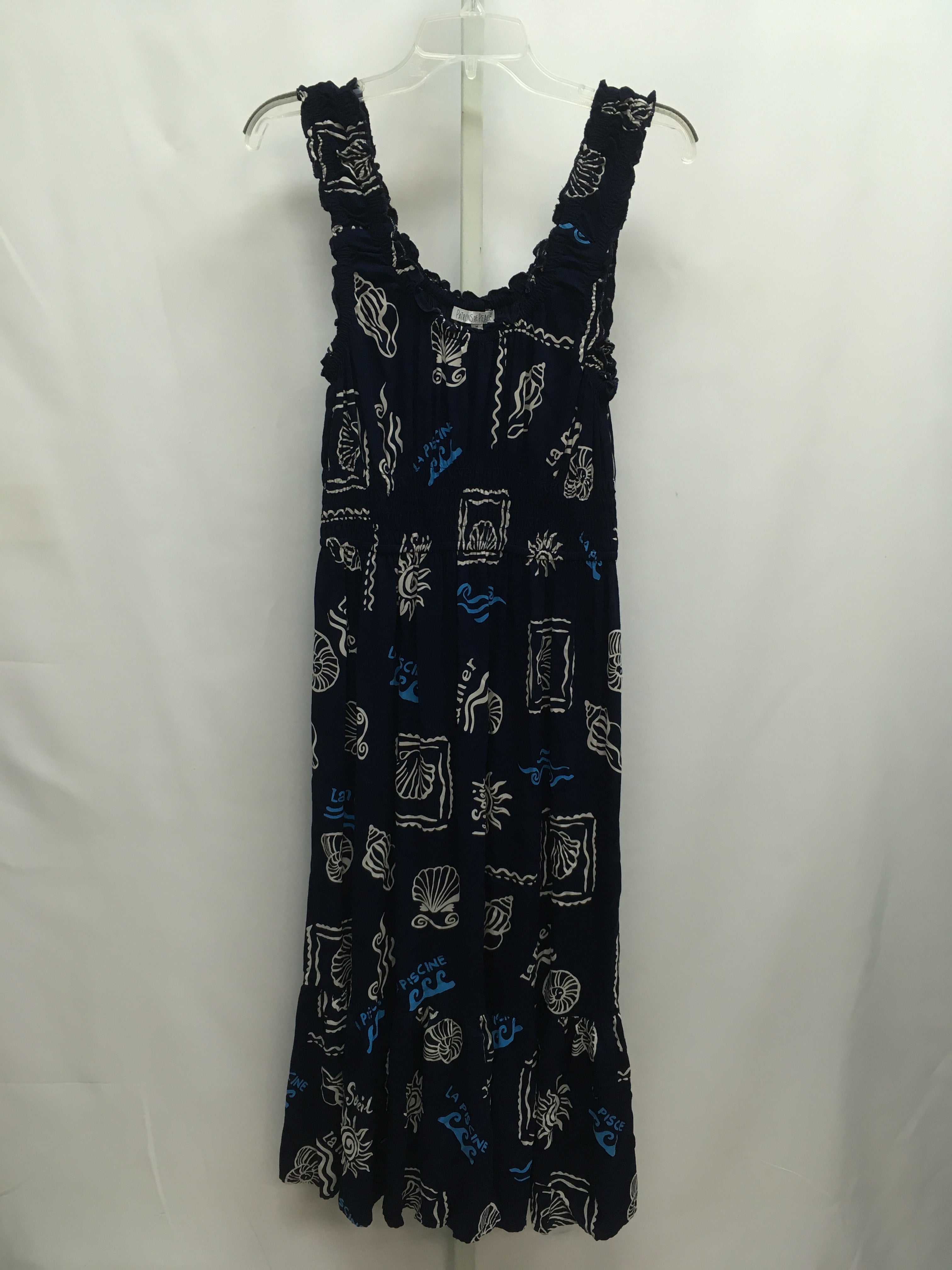 Patrons of Peace Size Medium Navy Print Maxi Dress