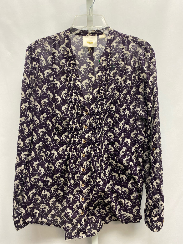 maeve Size 12 Purple Print Long Sleeve Top