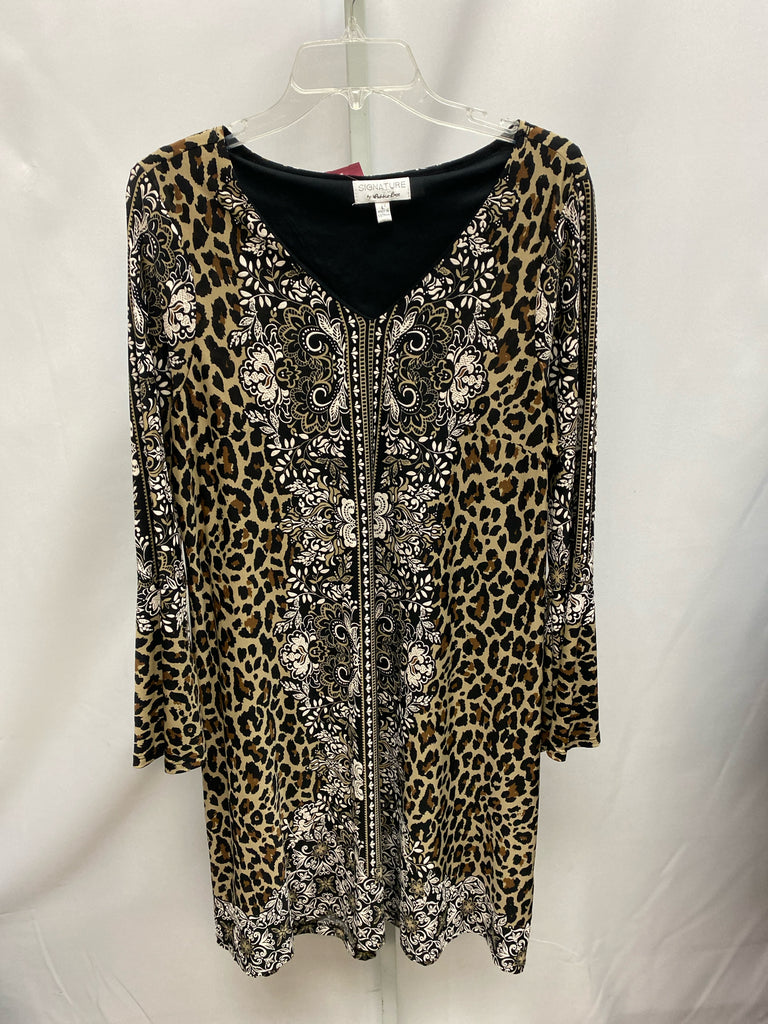 Size Large Robbie Bee Black Print Long Sleeve Dress