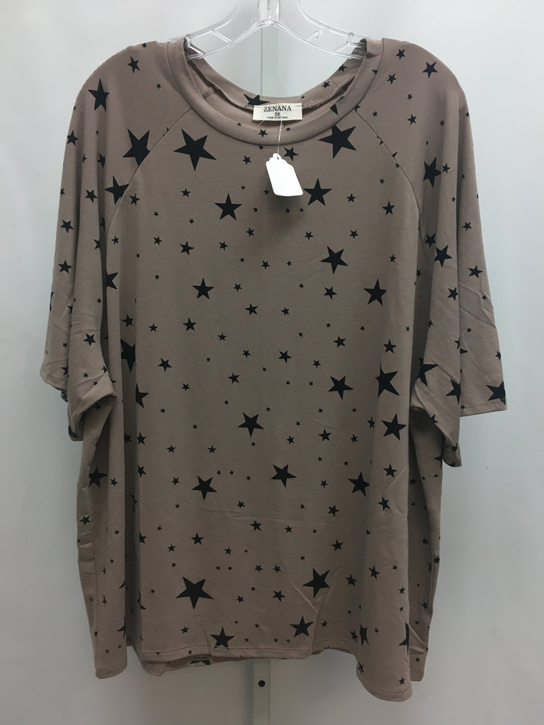 Zenana Size 3X Gray Print Short Sleeve Top