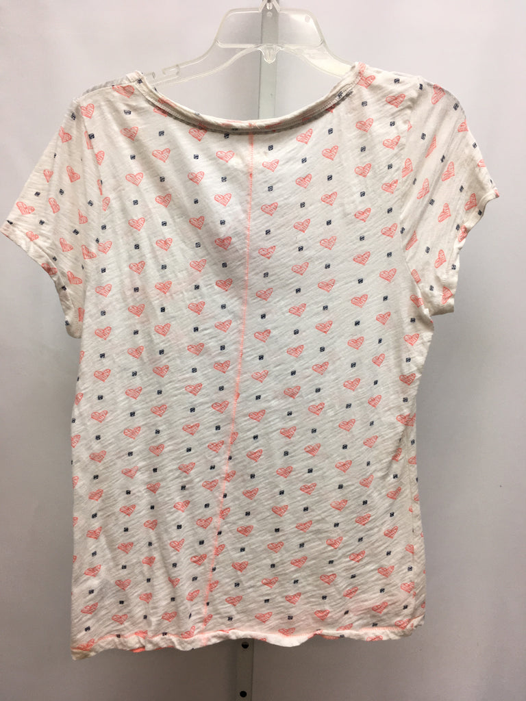 Size Large White Print Short Sleeve Top