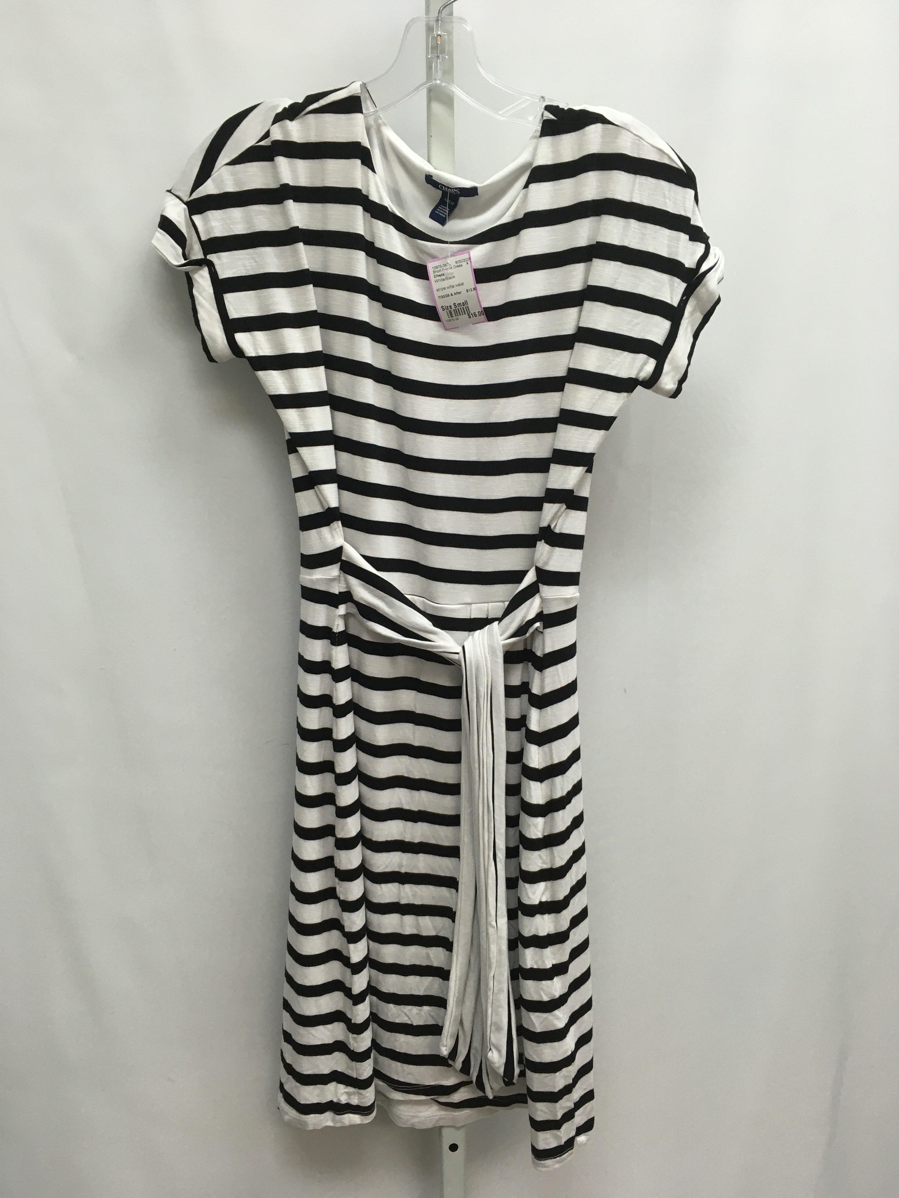 Chaps Size Small White/Black Short Sleeve Dress