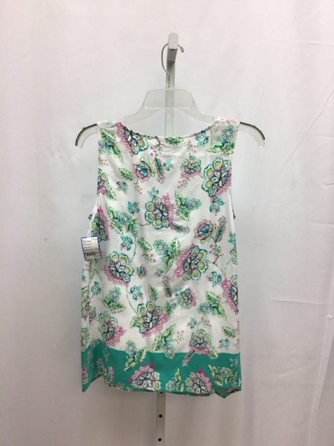 J.Jill Size Small White Floral Sleeveless Top