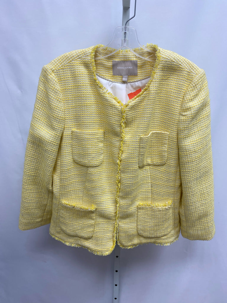 Banana Republic Size 10 Yellow/White Jacket/Top