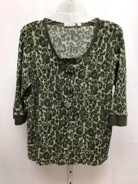 D & Co. Size 1X Army Green 3/4 Sleeve Top