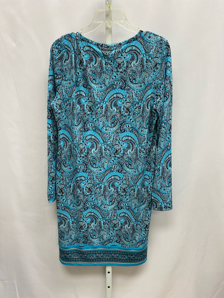 Size Large Michael Kors Blue Paisley Long Sleeve Dress