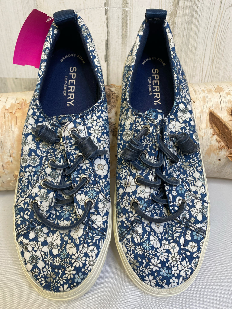 Sperry Size 7 Blue Floral Loafer Sneakers