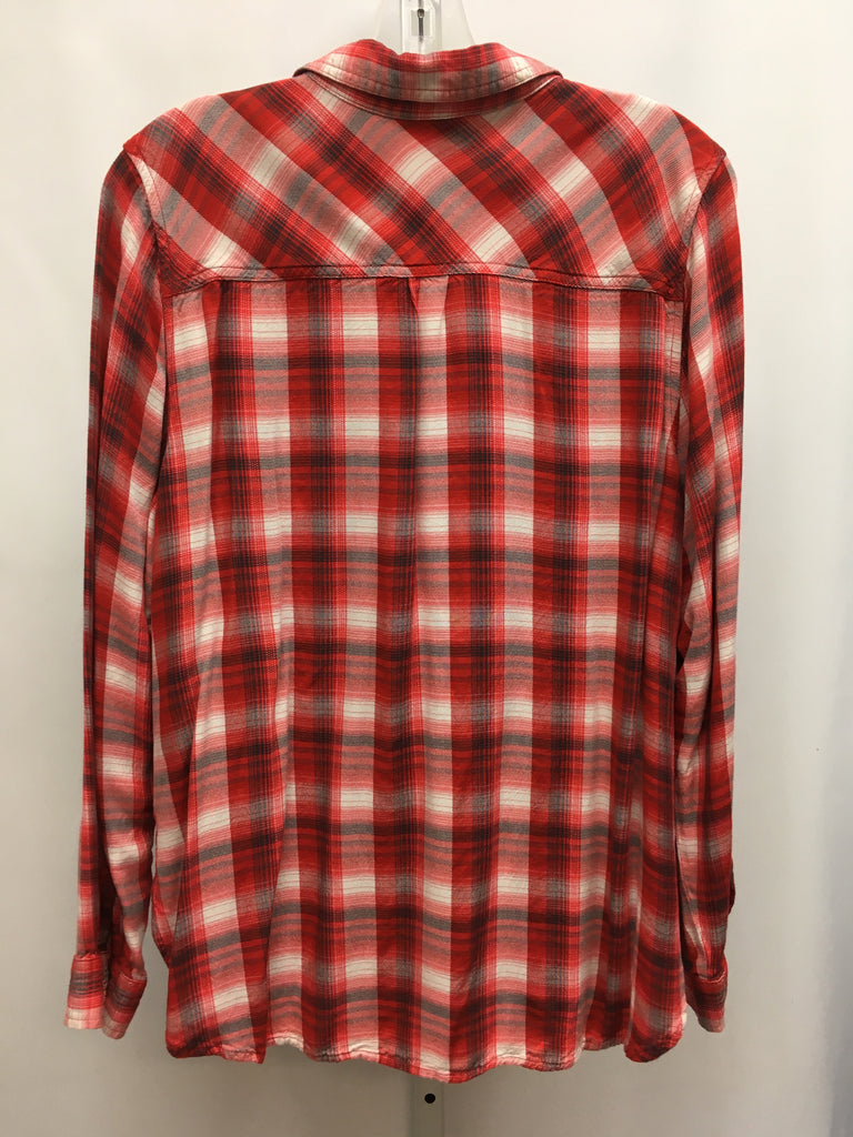 Universal Thread Size Large Red Plaid Long Sleeve Top