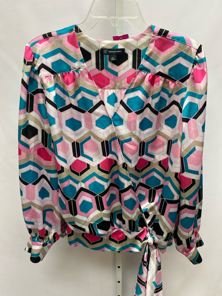 Inc Size ox Teal/Pink Long Sleeve Top