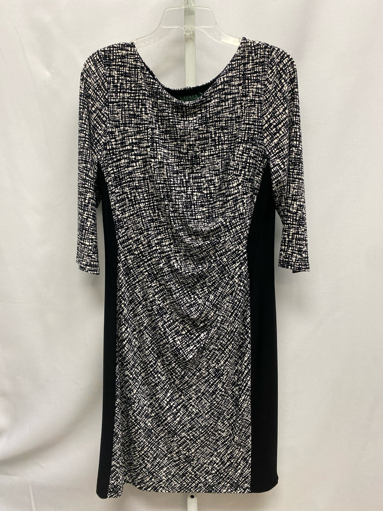 lauren Size 16 Black Print 3/4 Sleeve Dress