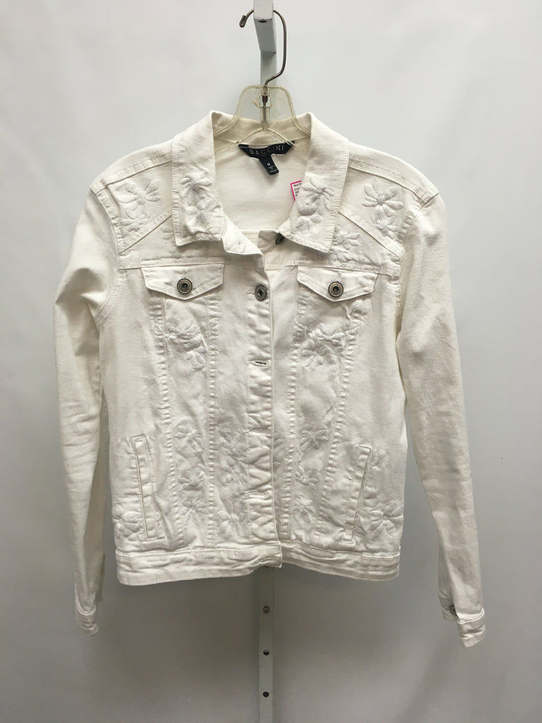 bACCINI Size Medium White Denim Jean Jacket