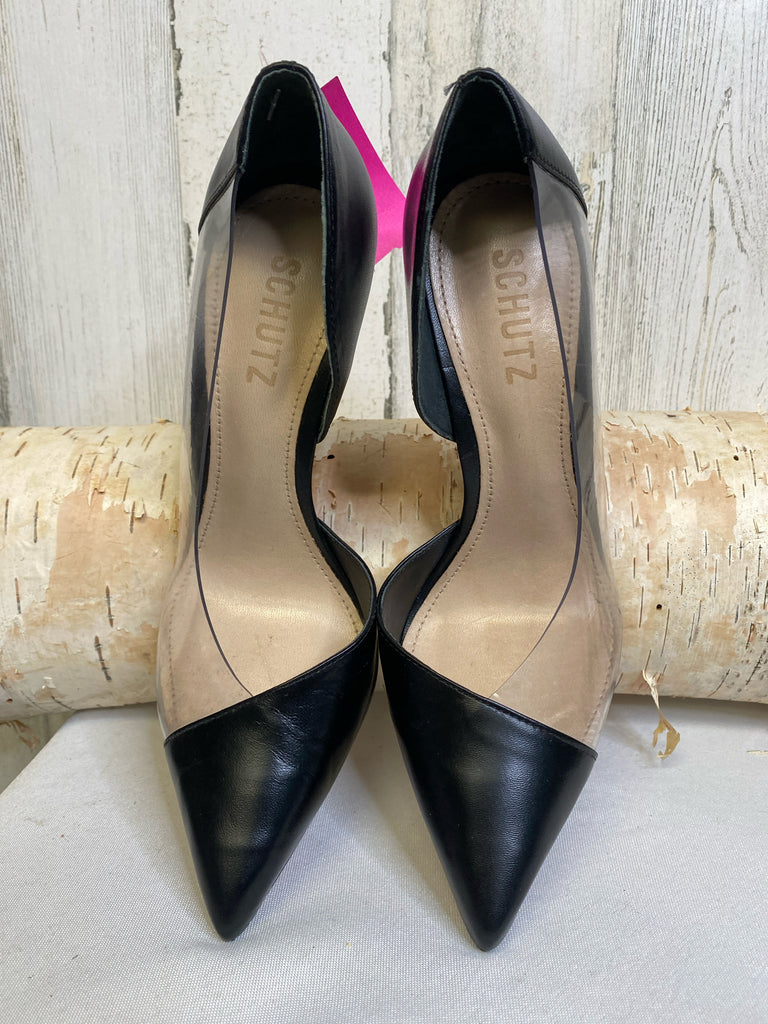 Schutz Size 6 Black/Clear Heels