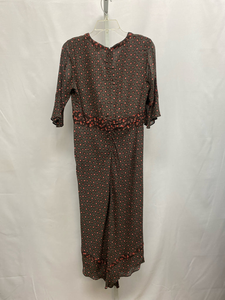 Size 4 J.Jill brown/orange Short Sleeve Dress