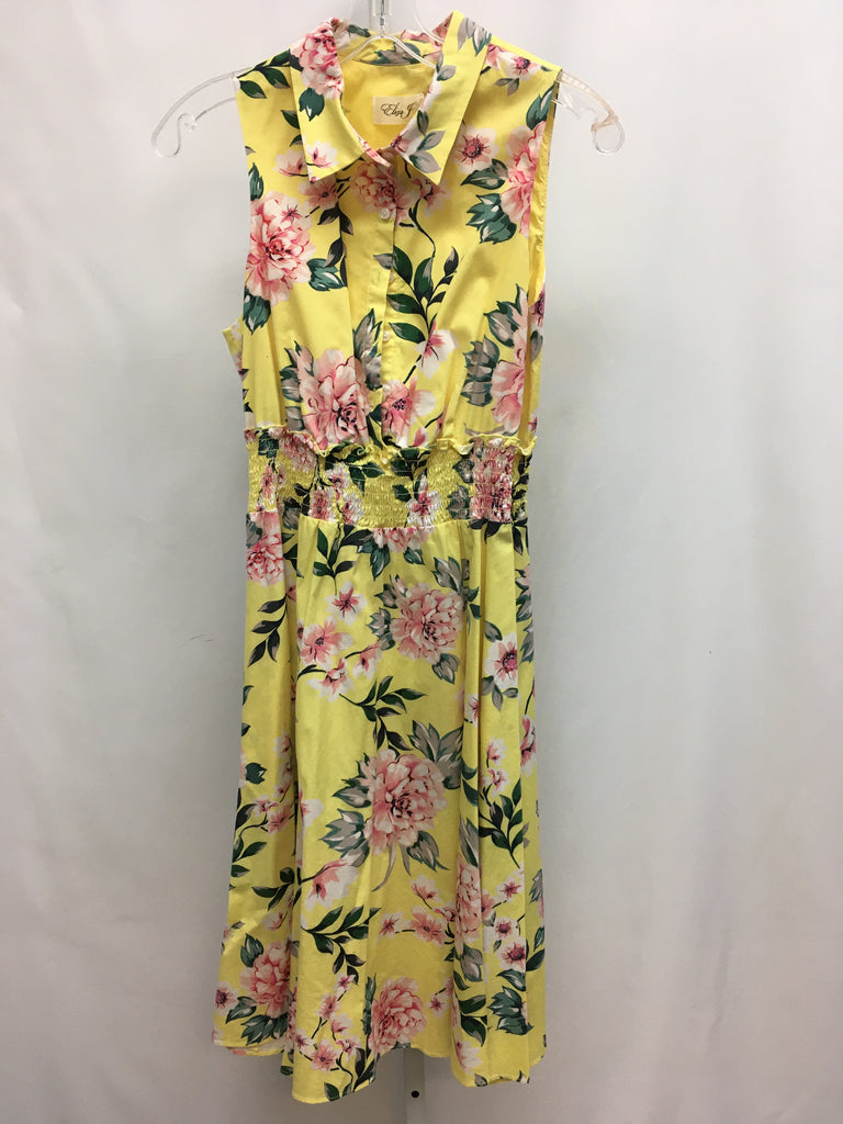 Size 8 Eliza J Yellow Floral Sleeveless Dress