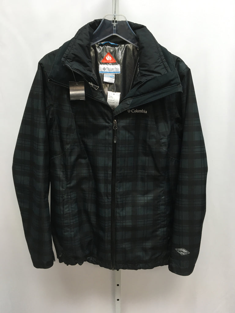 Columbia Size Large Green Plaid Coat