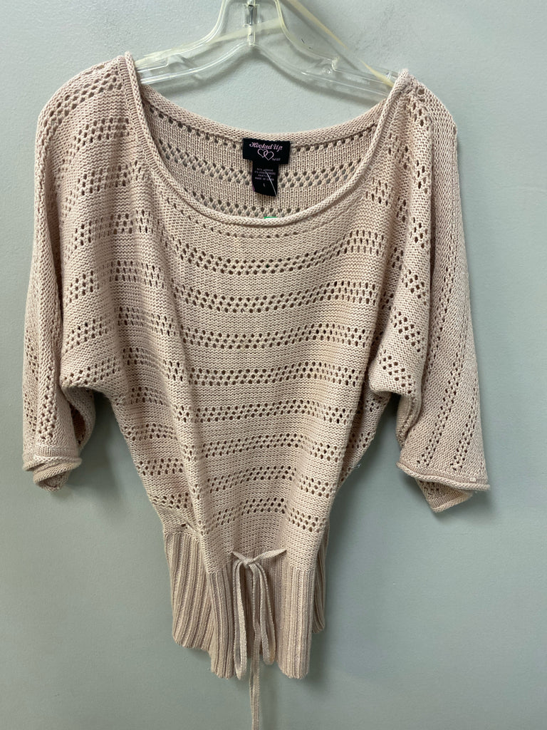 Hooked up Size Large Blush 3/4 Sleeve Sweater