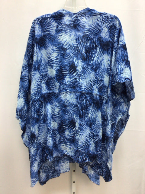 Lands End Size One Size Blue/White Poncho