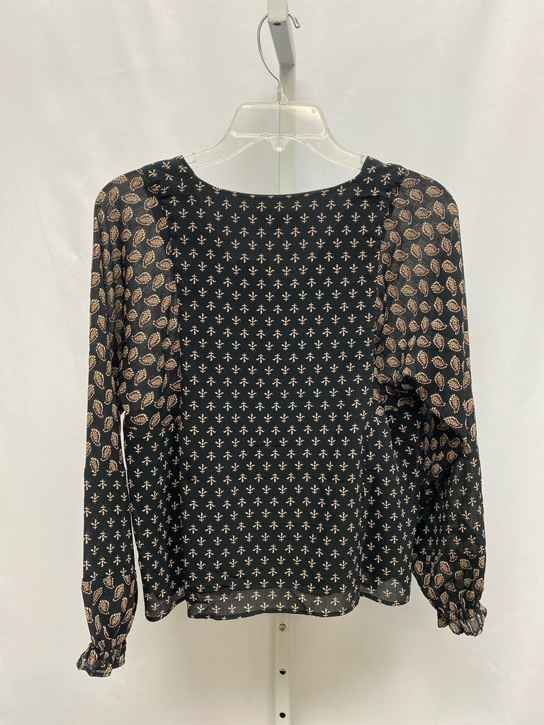 madewell Size XS Black Print Long Sleeve Top