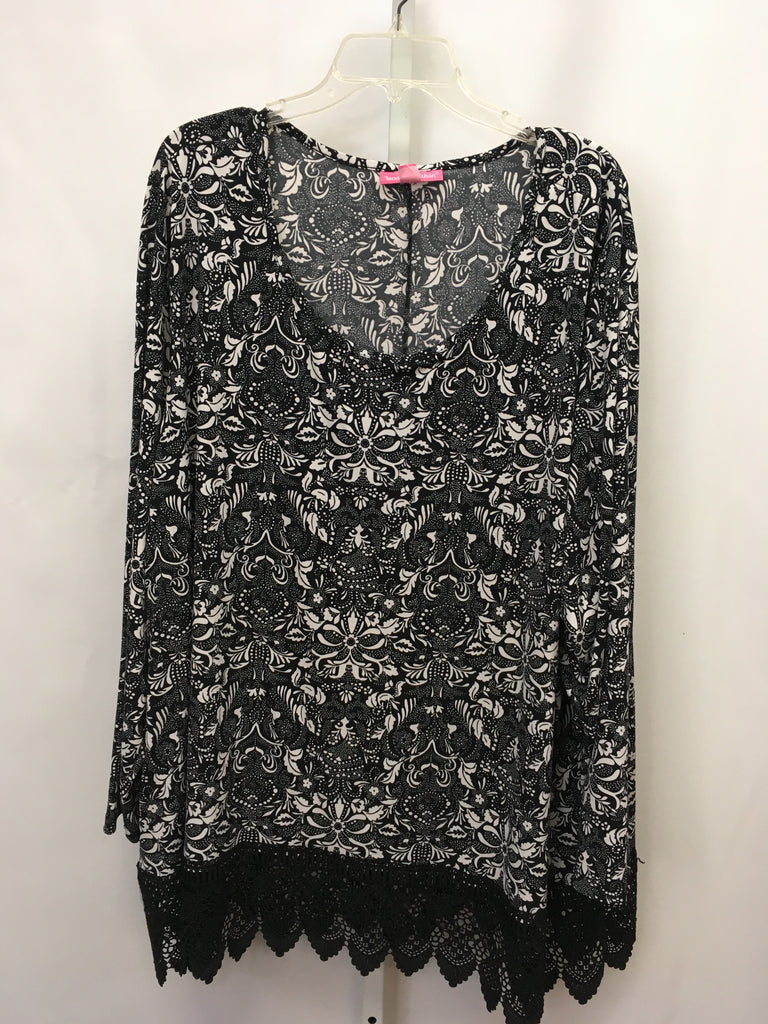 woman within Size 3X Black/White Long Sleeve Top