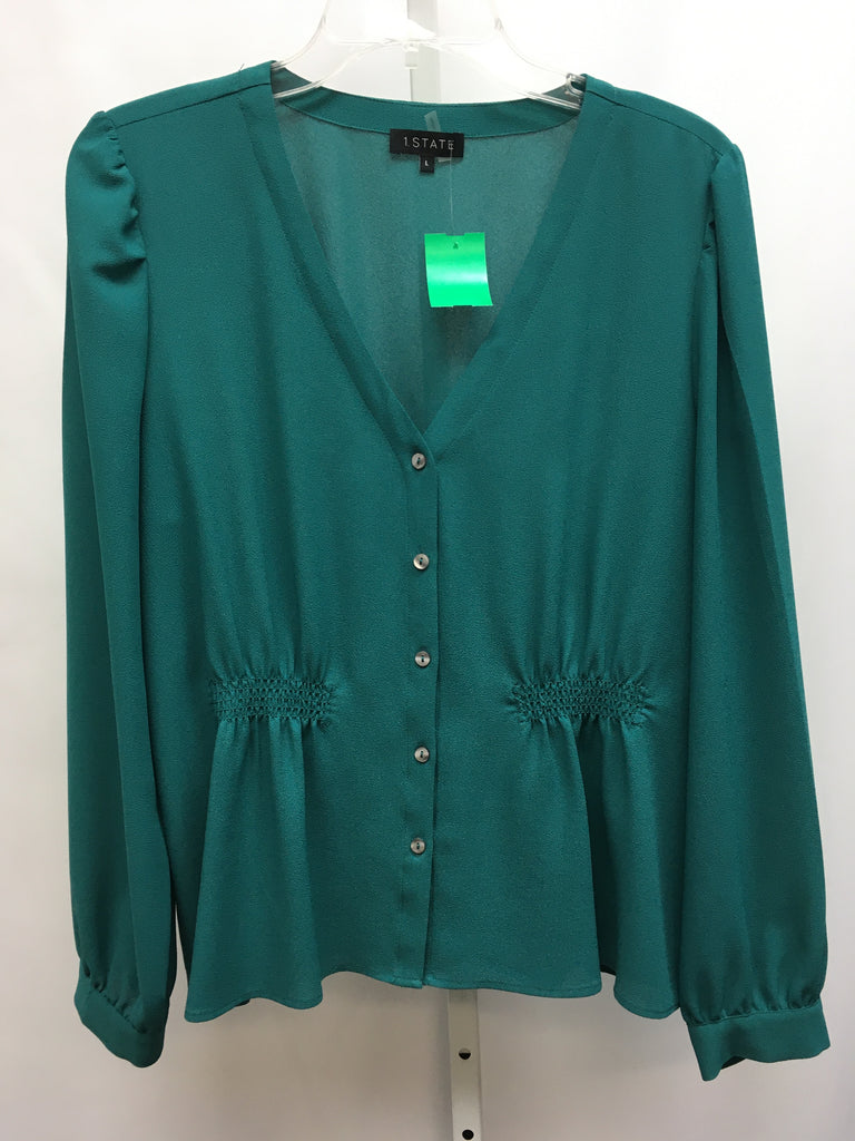 1.STATE Size Large Turquoise Long Sleeve Top