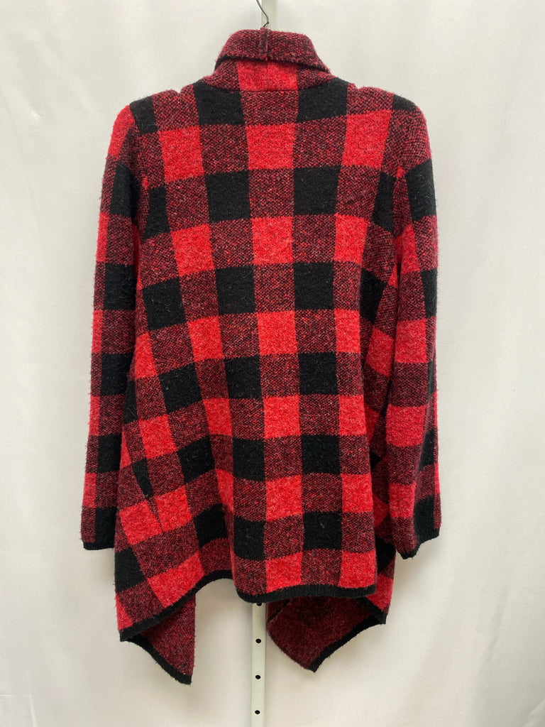 Red Size Large Red Plaid Cardigan