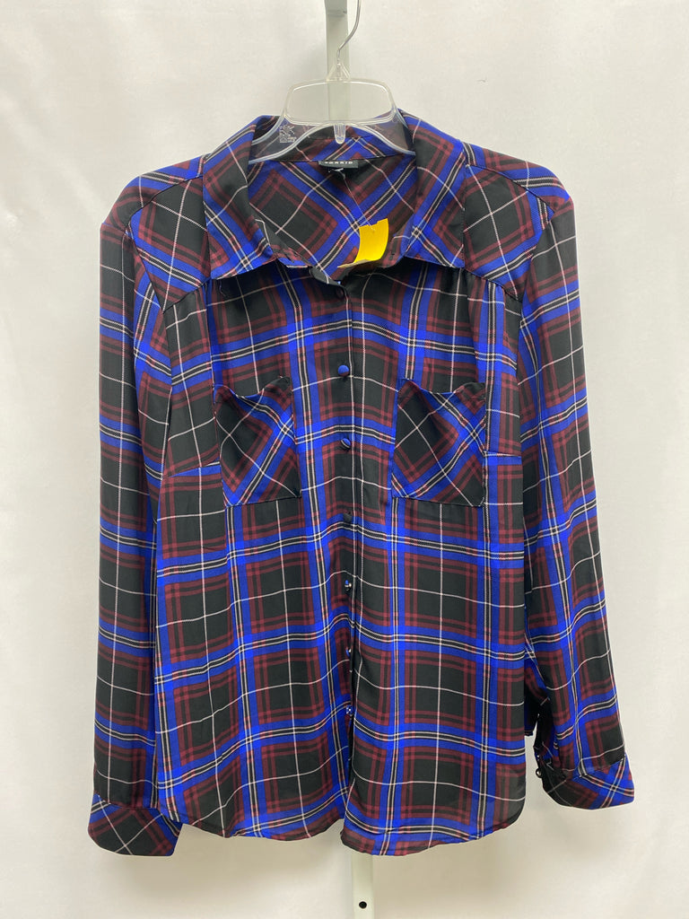 Torrid Size 1X Blue Plaid Long Sleeve Top