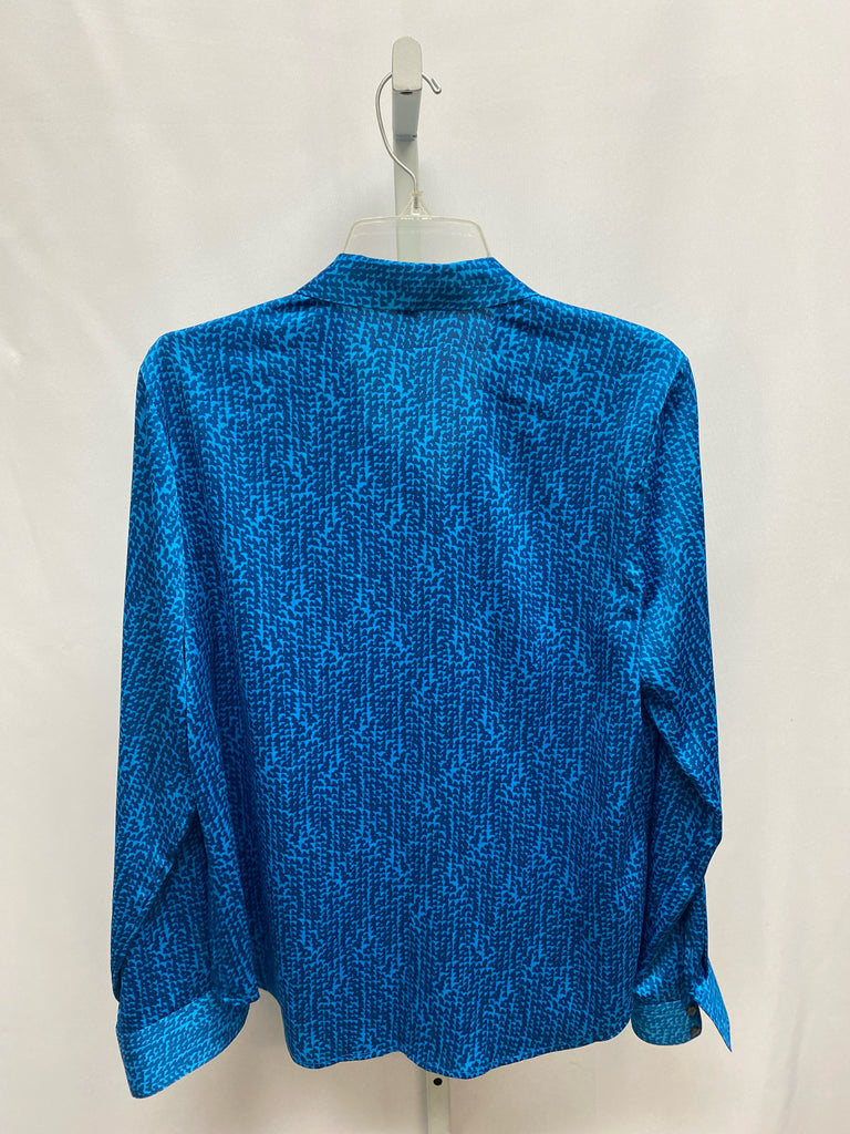 Ann Taylor Size 10 Blue Print Long Sleeve Top