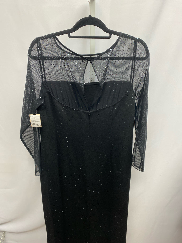 St. John Size 12 Black Sparkle Designer Dress