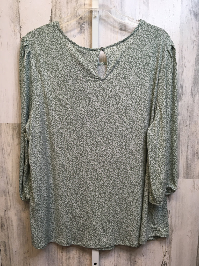 adrianna papell Size 3X Olive Print Long Sleeve Top