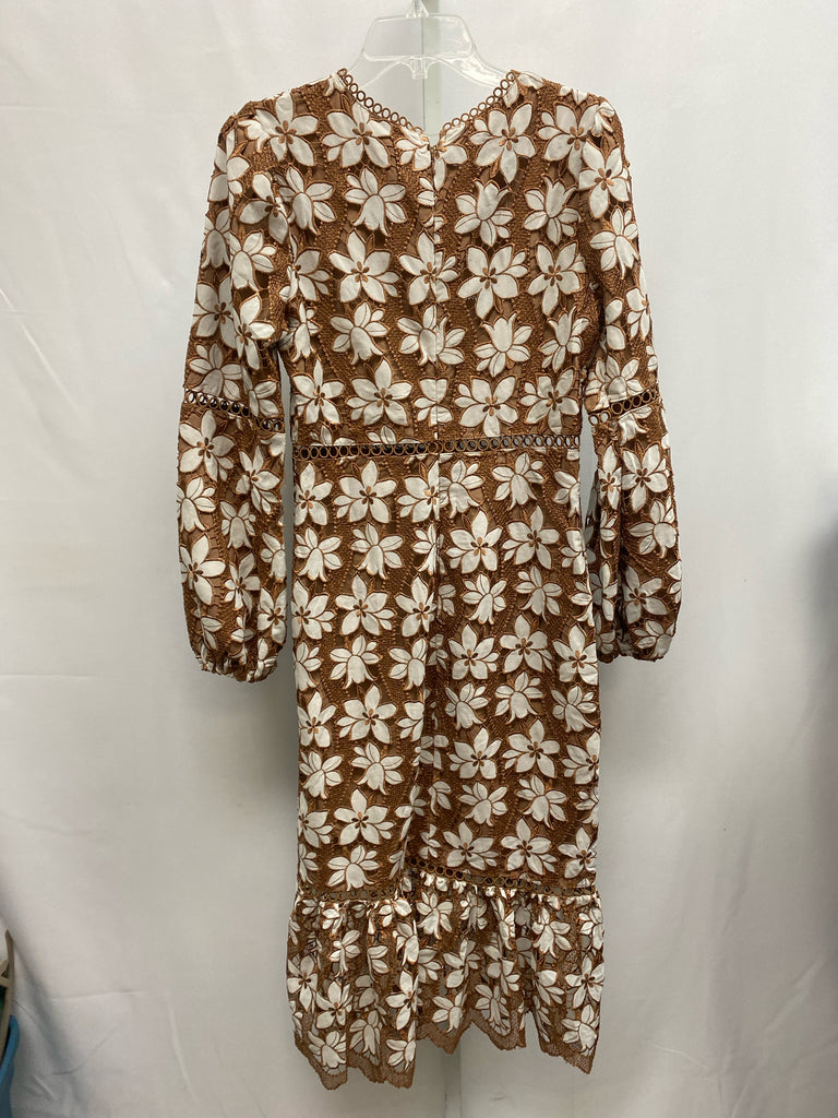 Size Small Just Me Rust Floral Long Sleeve Dress